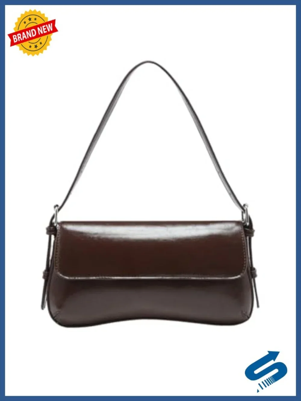 Faux Oiled Leather Tote Handbag Flap Underarm Shoulder Bag Y2K Boho